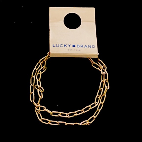 🍀Lucky Brand🍀 Yellow Gold Elliptical Paperclip Necklace Or Dbl Wrap Bracelet - Picture 3 of 16
